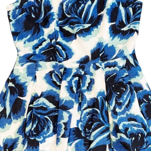 Anthropologie | Pooridge Rosebloom Burnout Fit and Flare Dress Blue, Size 4 - Picture 5 of 5
